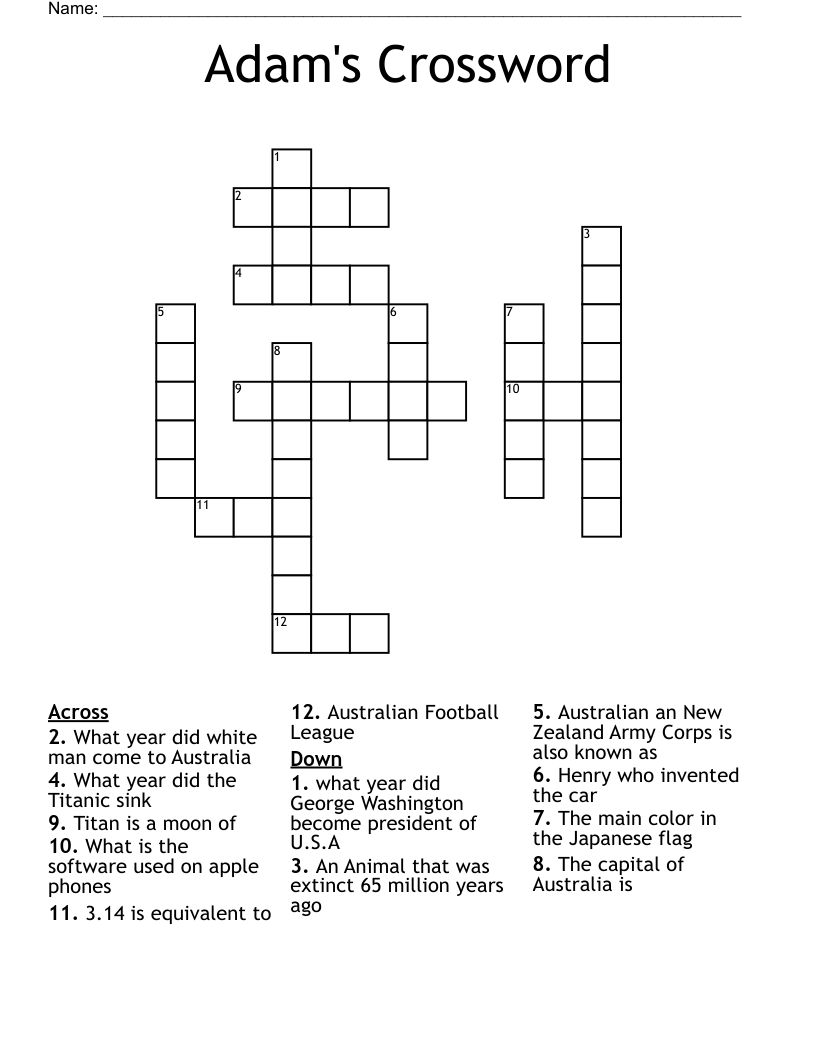 Adam's Crossword