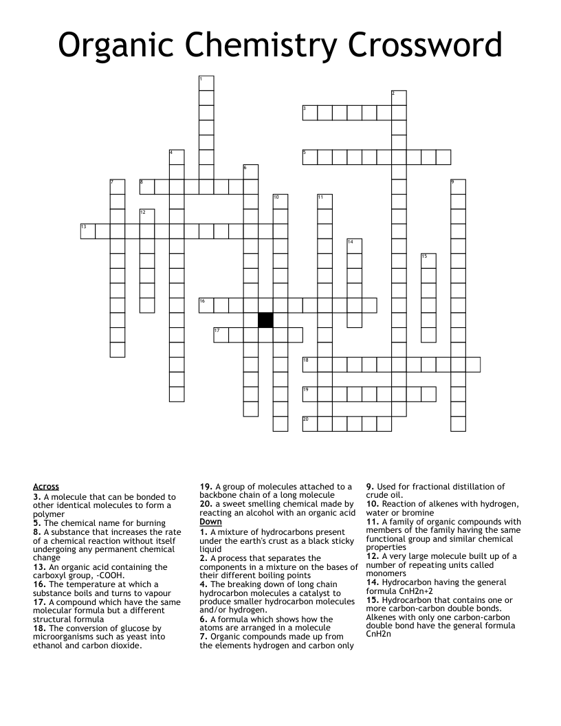 Organic Chemistry Crossword